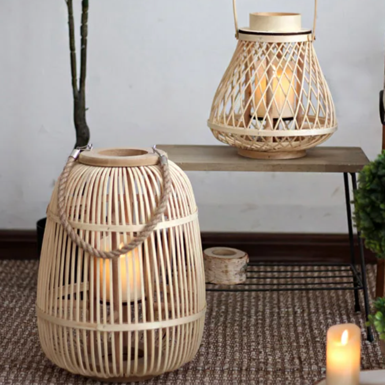 Rattan Bamboo Lanterns – Unique Decorative Lighting for Living Room, Bedroom, and Outdoor Spaces