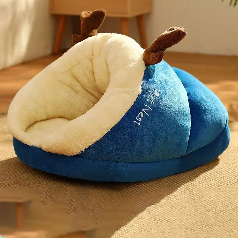 Soft Plush Dog Bed | Foldable Winter Pet House