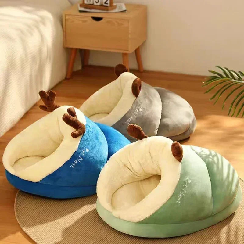 Soft Plush Dog Bed | Foldable Winter Pet House
