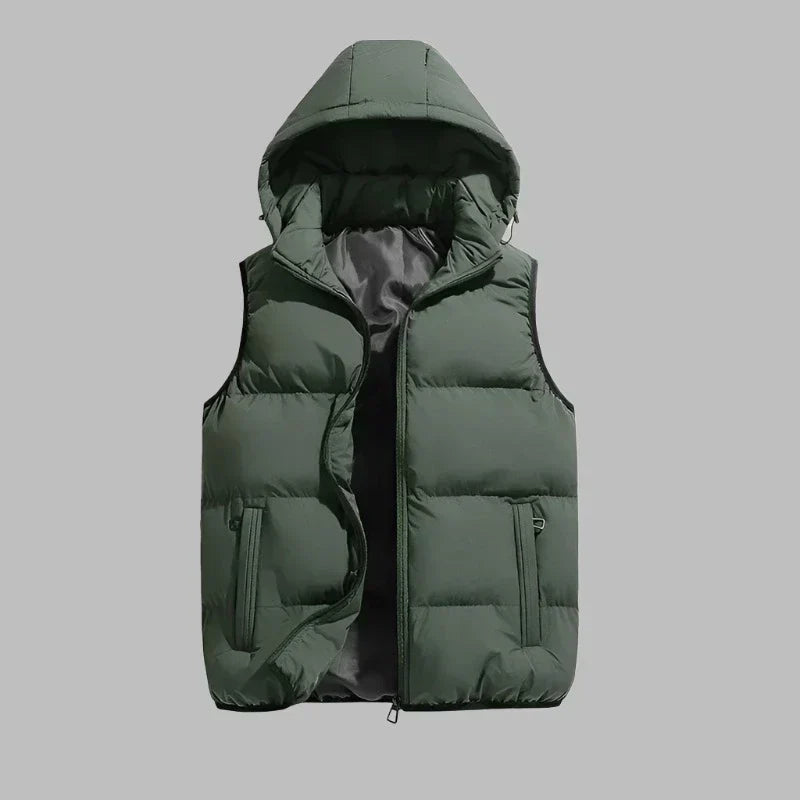 Men’s Sleeveless Jacket | Warm Hooded Puffer Vest