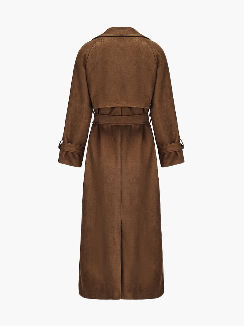 Long Suede Trench Coat for Women