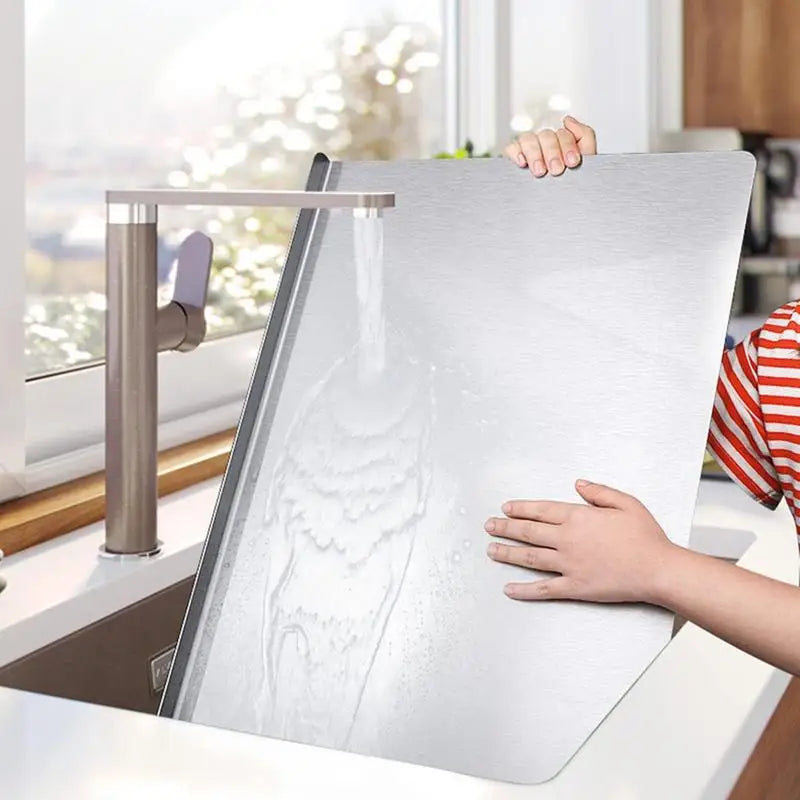 SliceGrip | Stainless Steel Cutting Board with Lip - Durable, Non-Slip, Hygienic Cutting Board for Kitchen