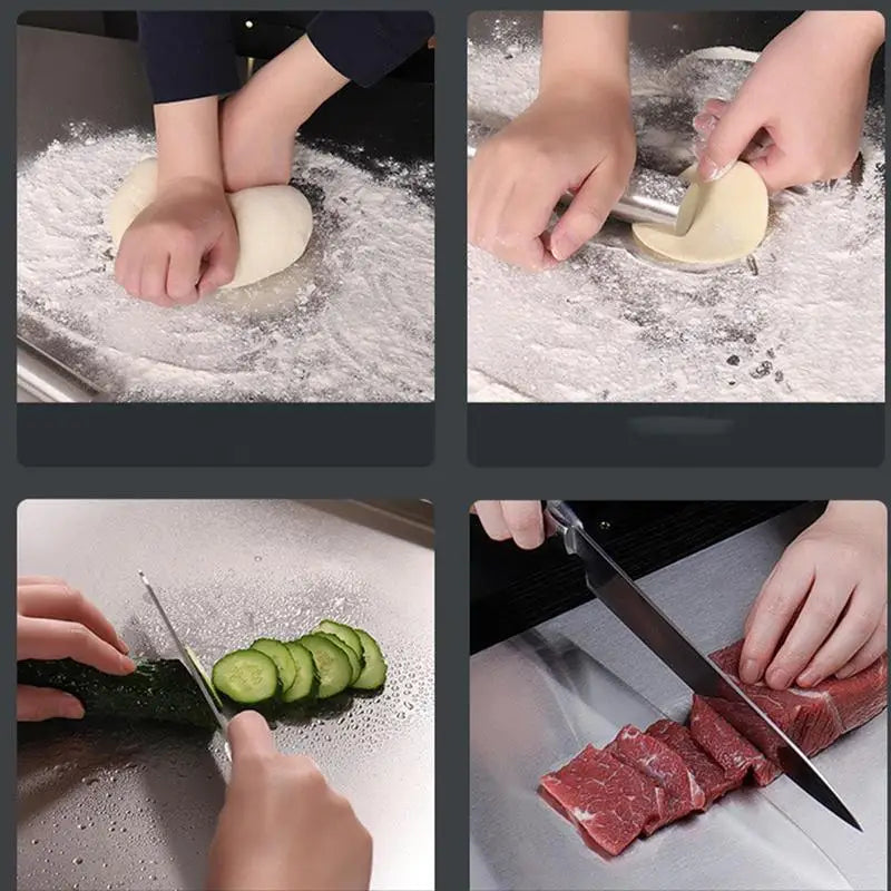 SliceGrip | Stainless Steel Cutting Board with Lip - Durable, Non-Slip, Hygienic Cutting Board for Kitchen