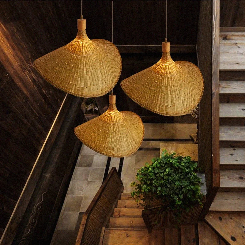 Luxyecs | Handmade Boho Bamboo Hanging Lamp – Sustainable Natural Pendant Light
