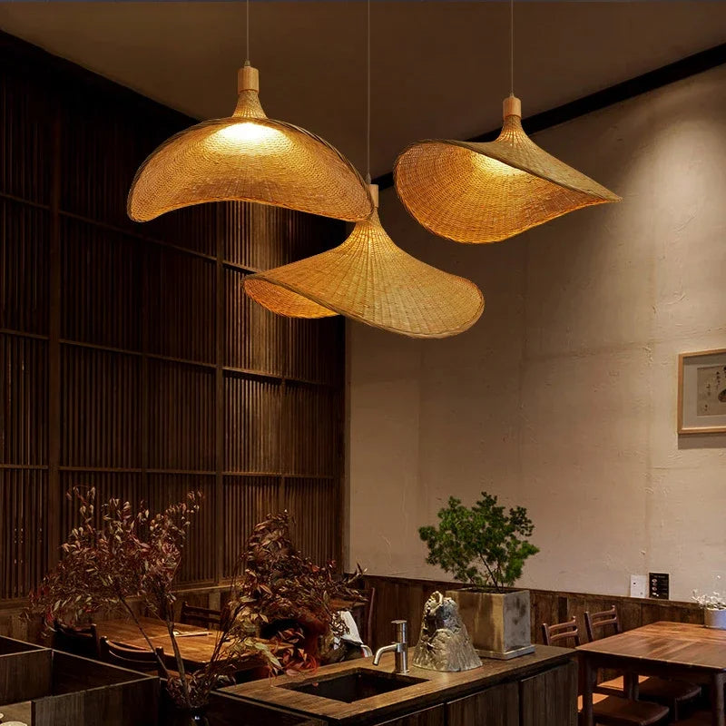 Luxyecs | Handmade Boho Bamboo Hanging Lamp – Sustainable Natural Pendant Light