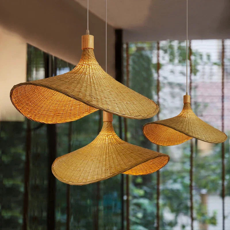 Luxyecs | Handmade Boho Bamboo Hanging Lamp – Sustainable Natural Pendant Light