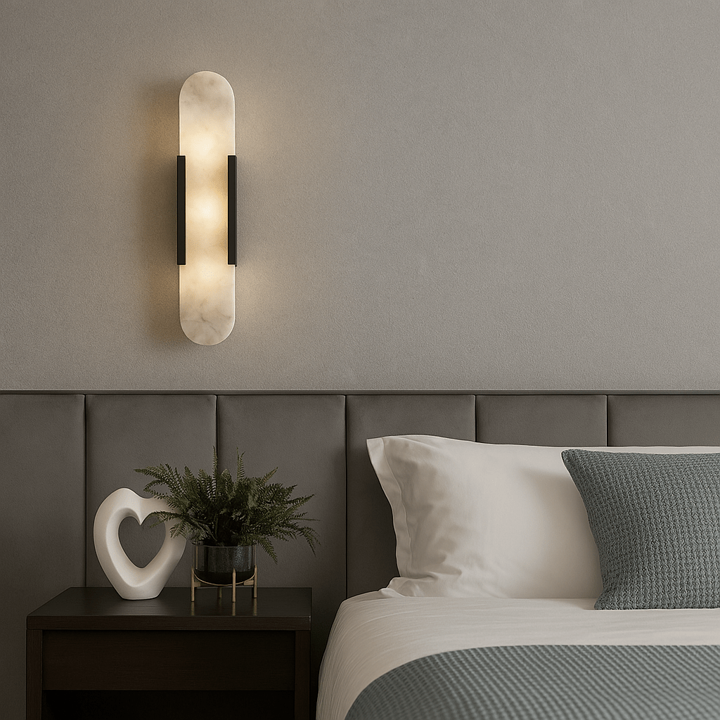 Marble and Brass Wall Sconce | Elegant Wall Light for Contemporary Decor