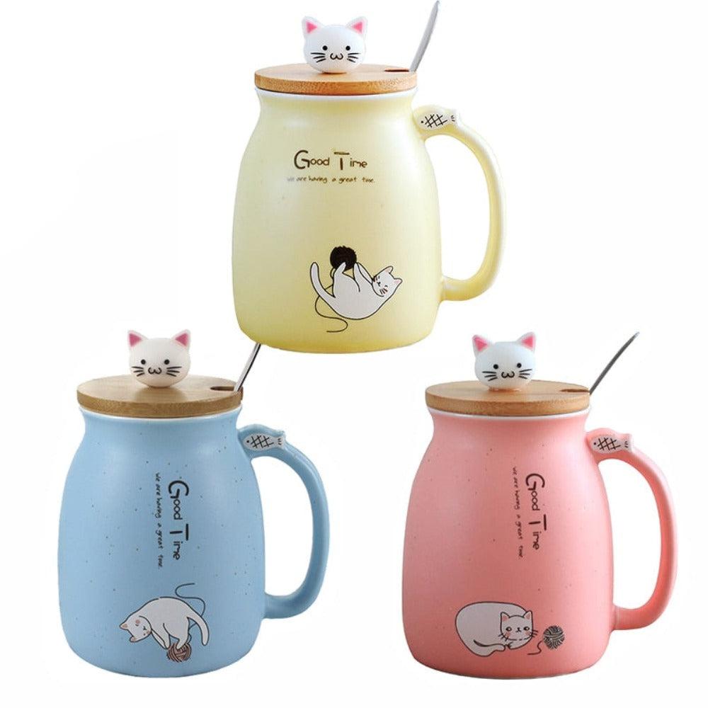 Cartoon Cat Mug | Cute Drinkware Cup - Luxyecs