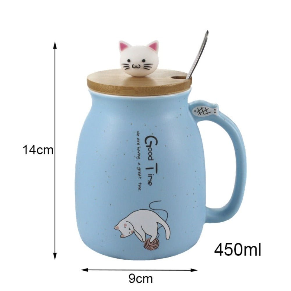 Cartoon Cat Mug | Cute Drinkware Cup - Luxyecs