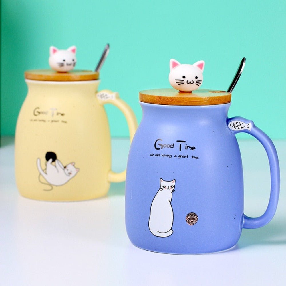 Cartoon Cat Mug | Cute Drinkware Cup - Luxyecs