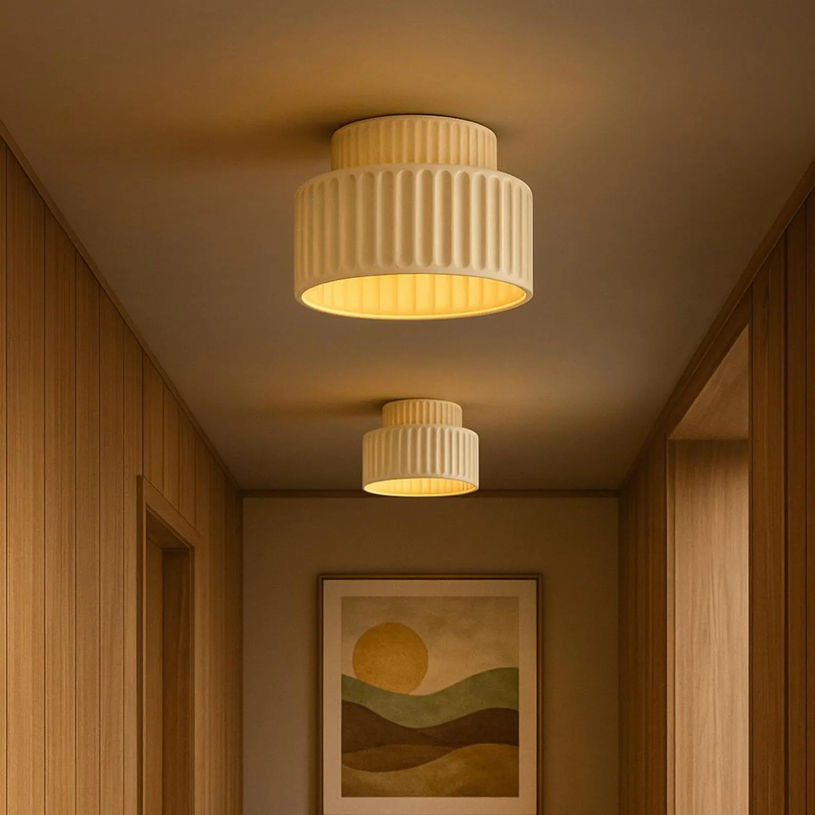 Vintage Drum Semi Flush Mount | 1 Light Cream Style Ceiling Light