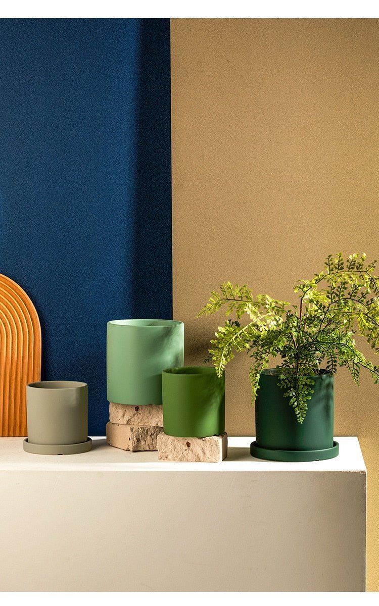 Ceramic Planter with Saucer | Elegant Indoor Plant Pot for Home Décor - Luxyecs