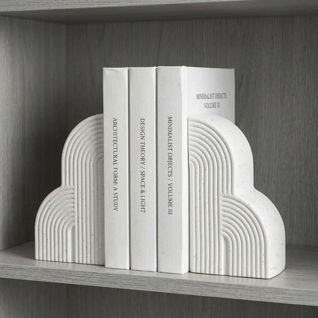 Decorative Bookends | Cloud - Shaped Ceramic Accents for Your Shelves - Luxyecs
