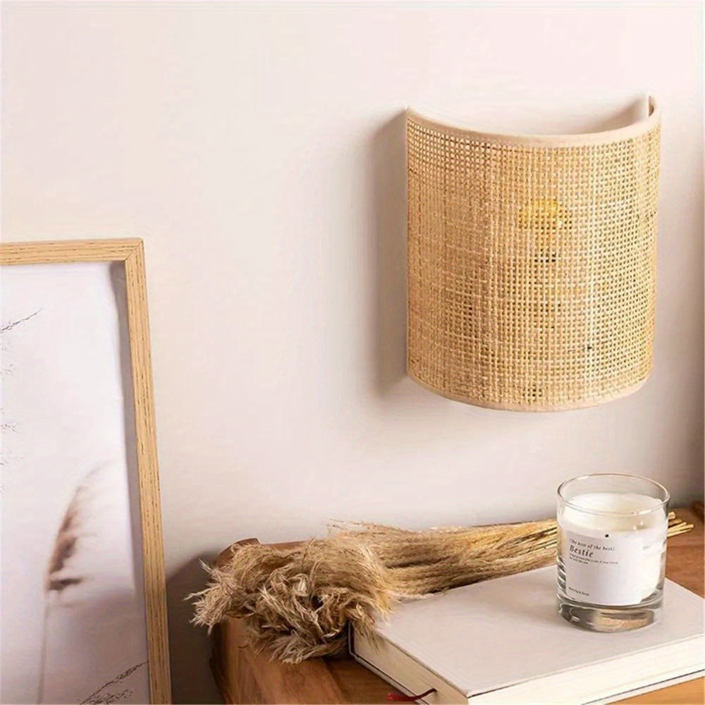 Woven Wall Lamp | Natural Boho LED Wall Light
