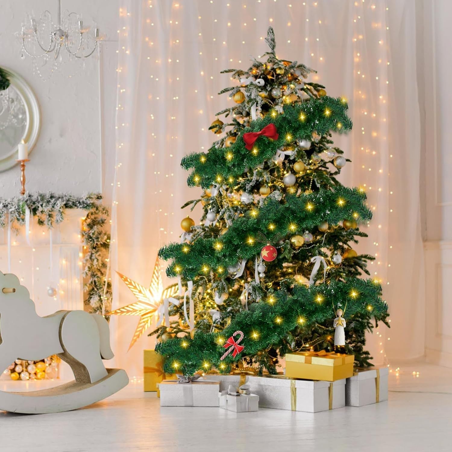 LED Christmas Garland | Pre-Lit Outdoor Holiday Decoration