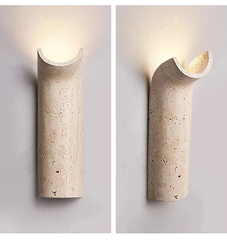 Stone LED Wall Sconce | Minimalist Travertine Indoor Lighting