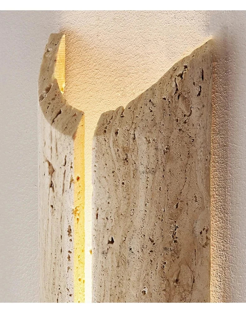 Stone LED Wall Sconce | Minimalist Travertine Indoor Lighting