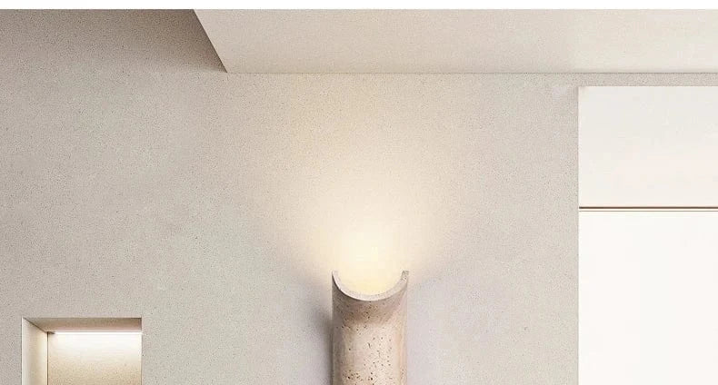Stone LED Wall Sconce | Minimalist Travertine Indoor Lighting