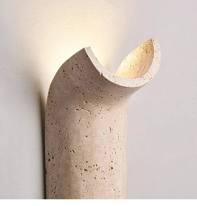 Stone LED Wall Sconce | Minimalist Travertine Indoor Lighting