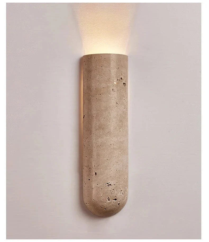 Stone LED Wall Sconce | Minimalist Travertine Indoor Lighting