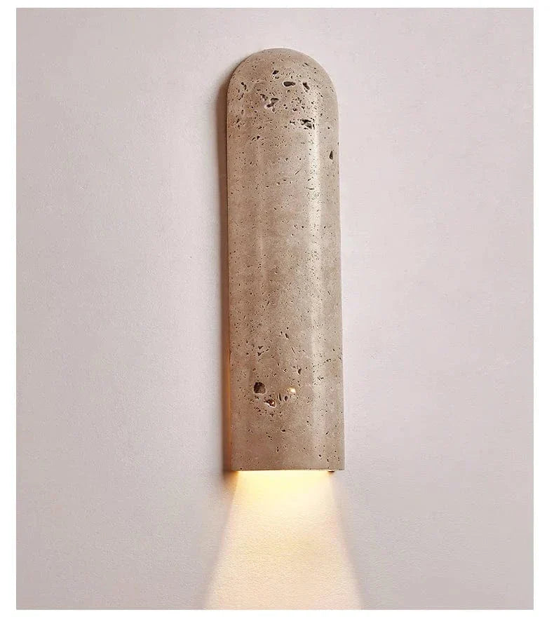 Stone LED Wall Sconce | Minimalist Travertine Indoor Lighting
