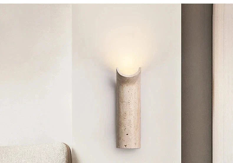 Stone LED Wall Sconce | Minimalist Travertine Indoor Lighting