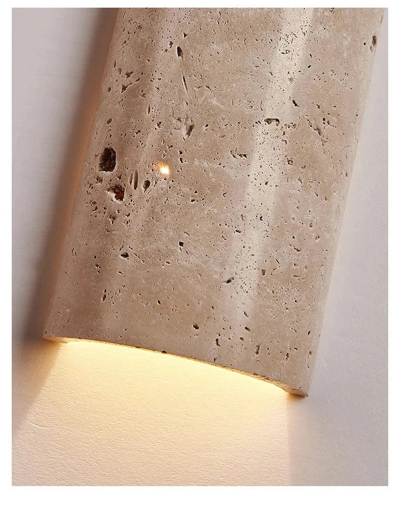 Stone LED Wall Sconce | Minimalist Travertine Indoor Lighting