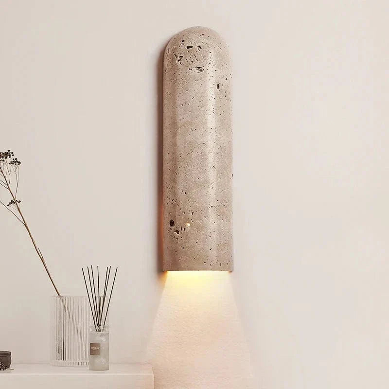 Stone LED Wall Sconce | Minimalist Travertine Indoor Lighting