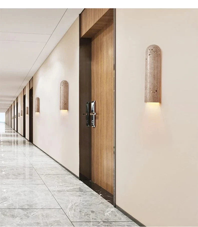 Stone LED Wall Sconce | Minimalist Travertine Indoor Lighting