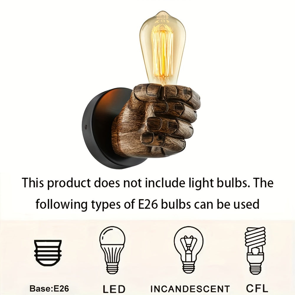 Rustic Hand Wall Light | Retro Bulb Holder Wall Decoration