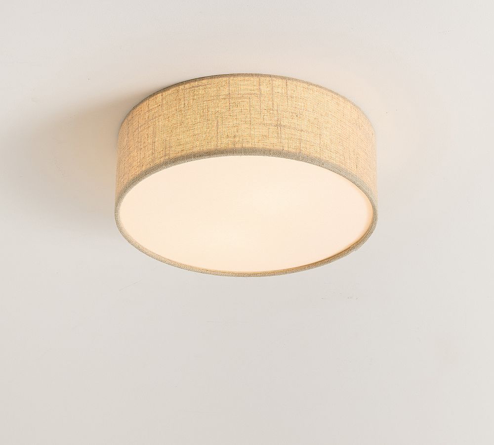 Modern Fabric Ceiling Light | Round Drum LED Lamp