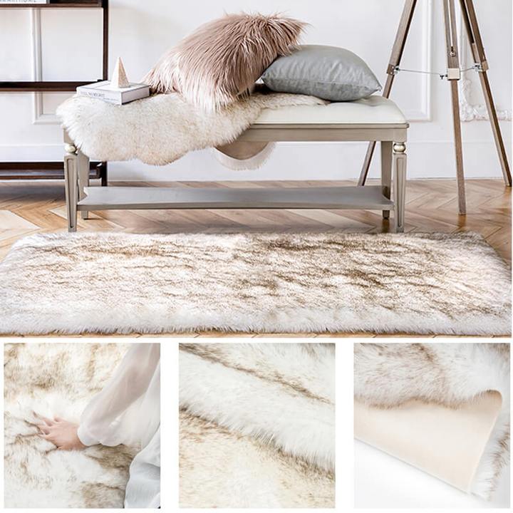 Faux Fur Round Area Rug | Soft and Plush Sheepskin Style Rug for Living Room