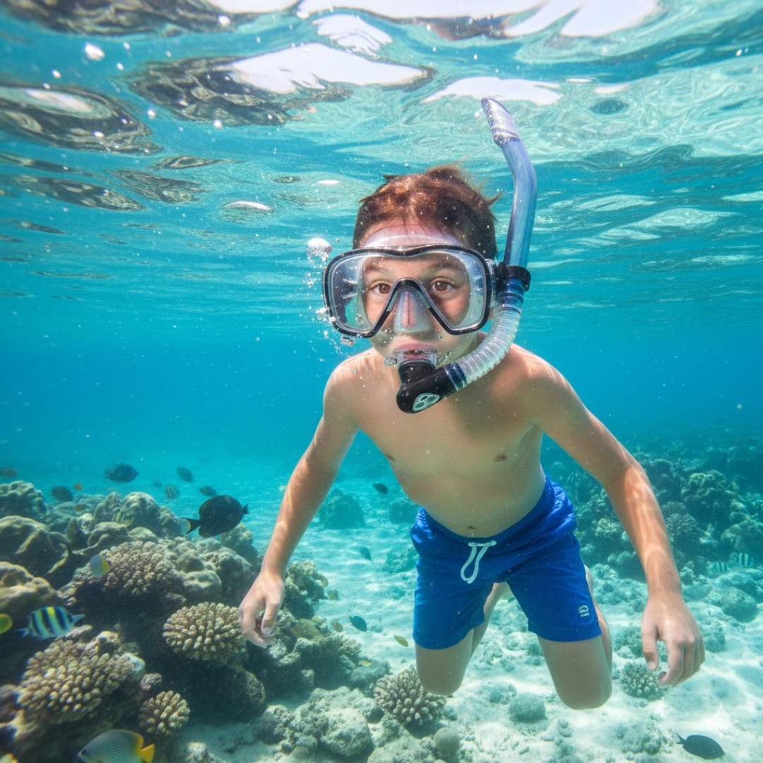 Foldable Snorkel Swim Mask – Easy Breathing and Crystal - Clear Underwater Vision - Luxyecs