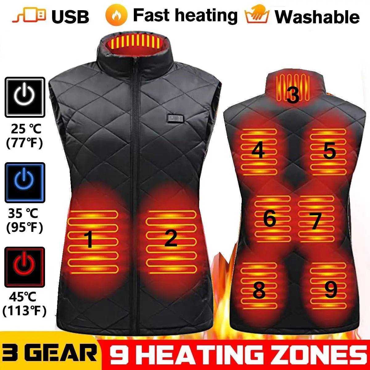 Heated Body Vest | Winter Warming Wear - Luxyecs