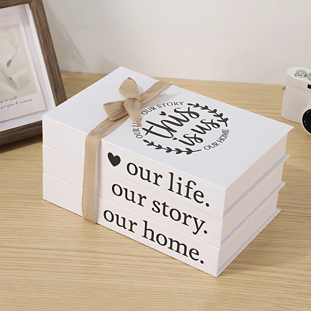 Home Decor | Charming Rustic Book Stack for Elegant Shelving - Luxyecs