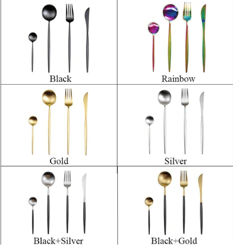 Cutlery Set | 24-Piece Stainless Steel Cutlery Collection in Gold and Silver