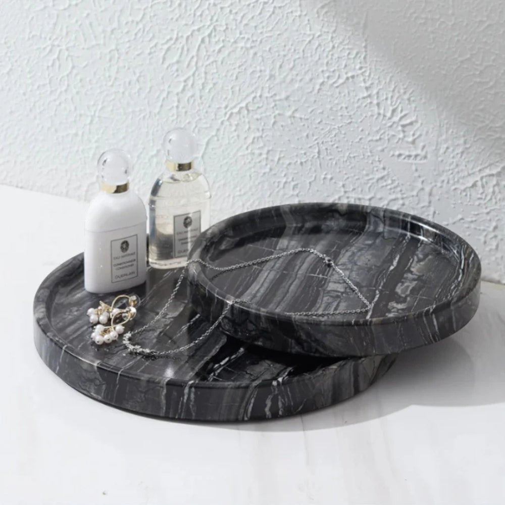 Jewellery Tray | Elegant Circular Black Marble for Organised Luxury - Luxyecs