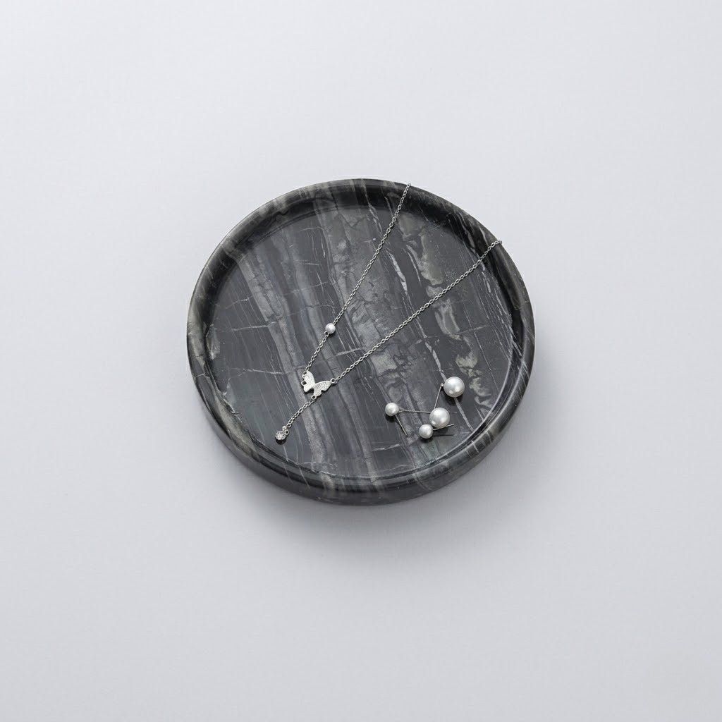 Jewellery Tray | Elegant Circular Black Marble for Organised Luxury - Luxyecs
