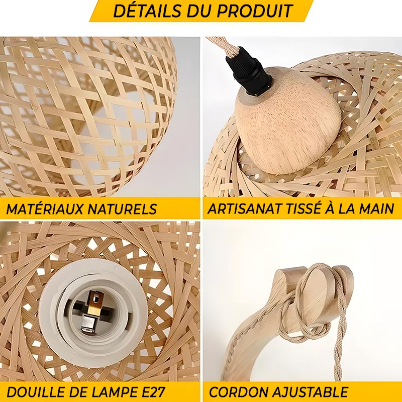 Bohemian Rattan Hanging Bedside Lamp – Natural & Elegant Lighting
