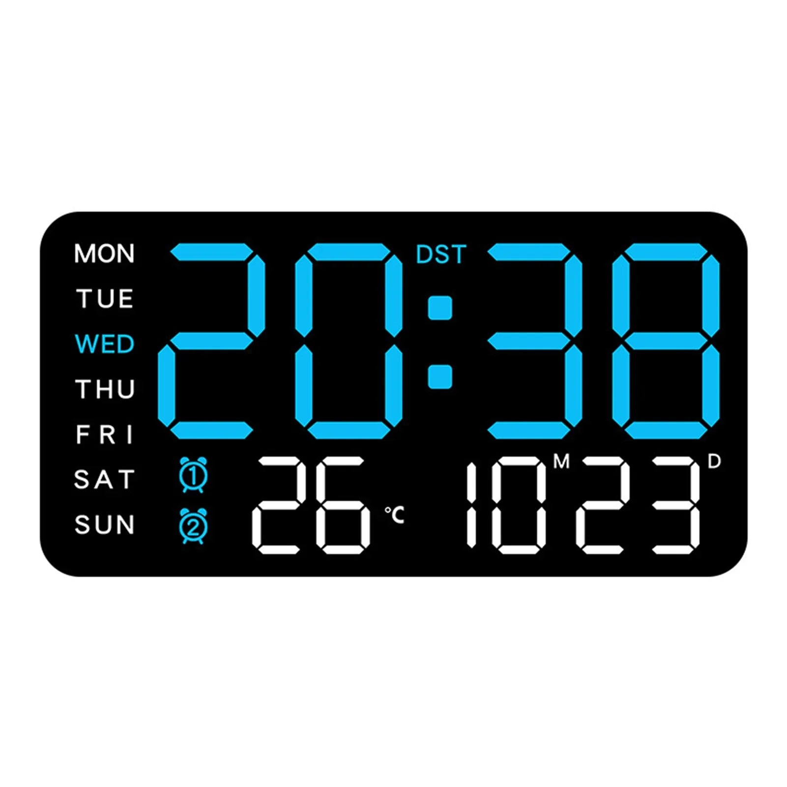 LED Digital Wall Clock | Large Display Time and Temperature