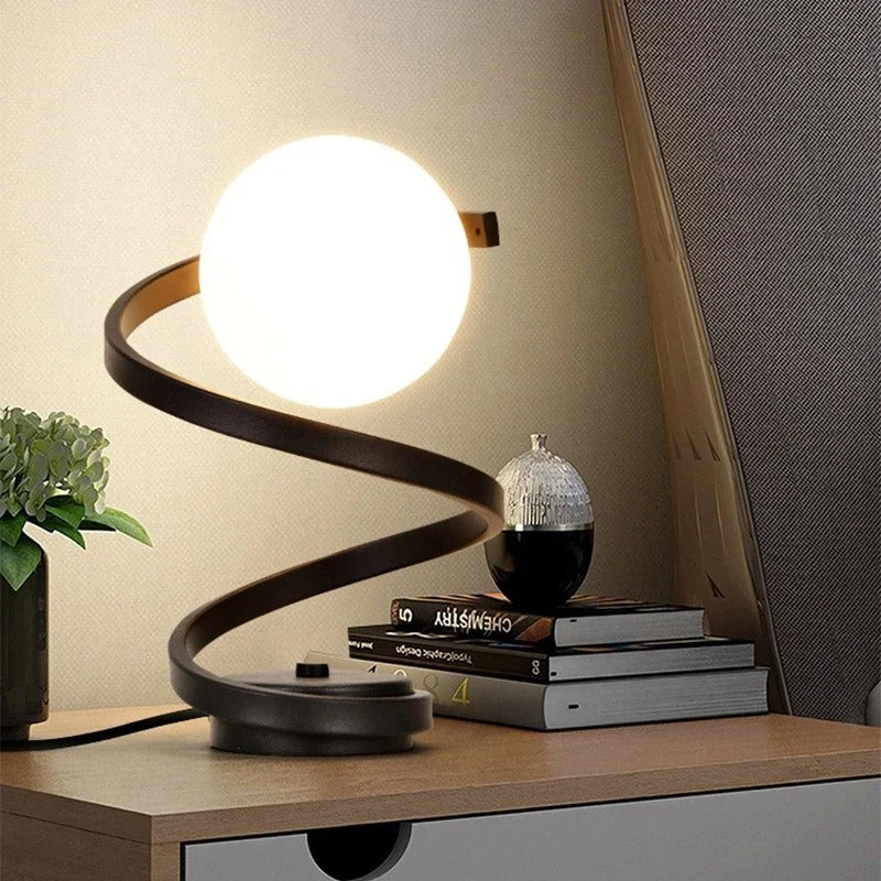 Modern Spiral Table Lamp | Elegant LED Bedside Light