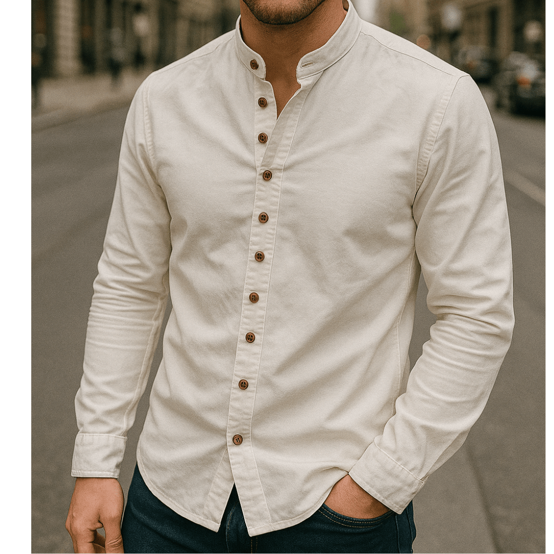 Men’s Casual Button Shirt | Modern Stand Collar - Luxyecs