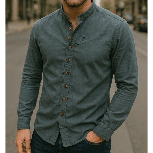 Men’s Casual Button Shirt | Modern Stand Collar - Luxyecs