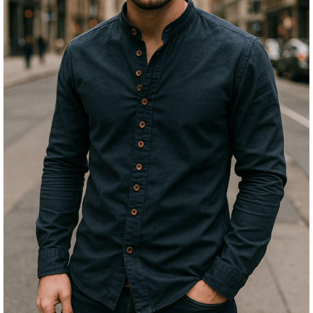Men’s Casual Button Shirt | Modern Stand Collar - Luxyecs