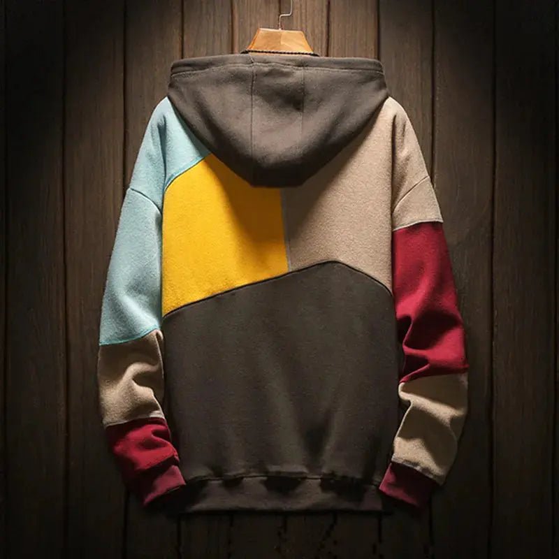 Men’s Pullover Hoodie | Modern Patchwork Design - Luxyecs