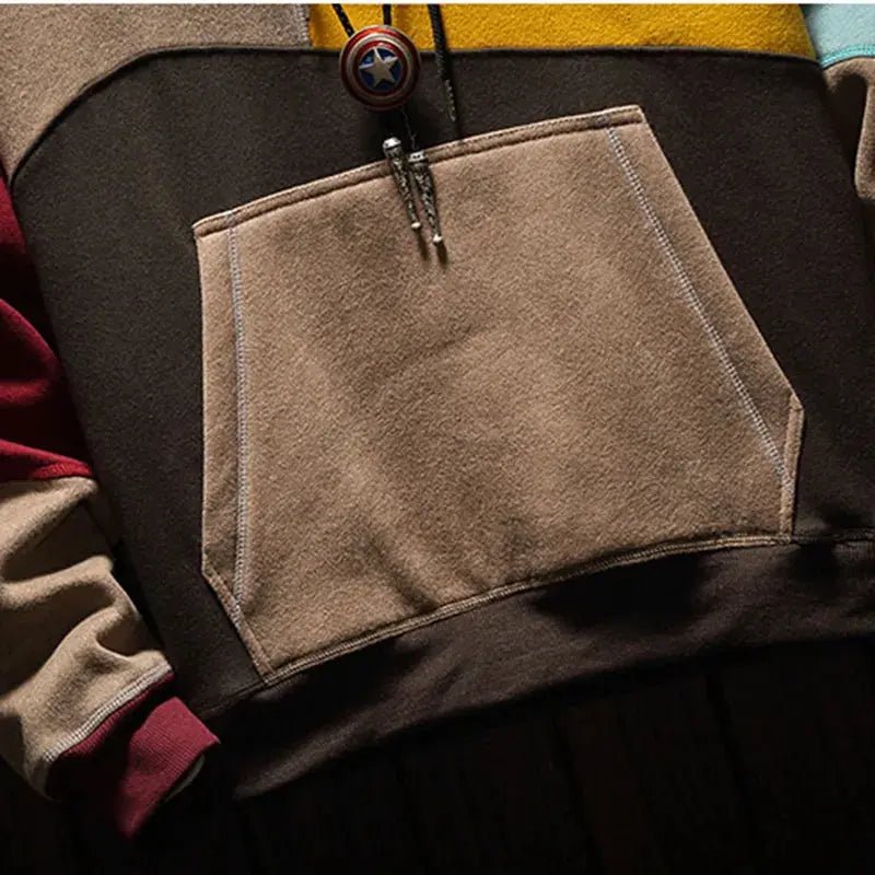 Men’s Pullover Hoodie | Modern Patchwork Design - Luxyecs
