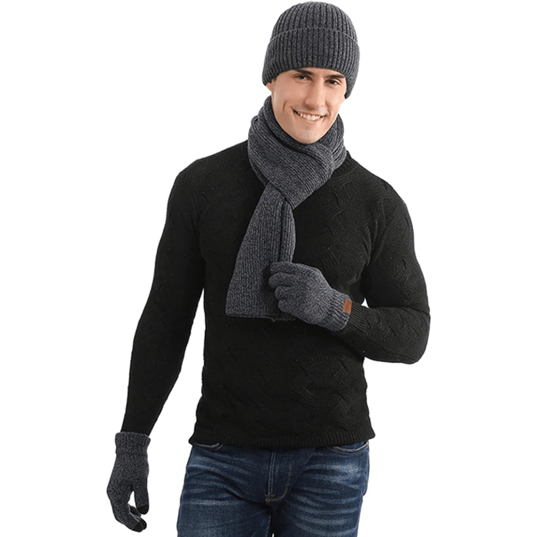 Men's Winter Beanie & Gloves Set - Victor - Luxyecs