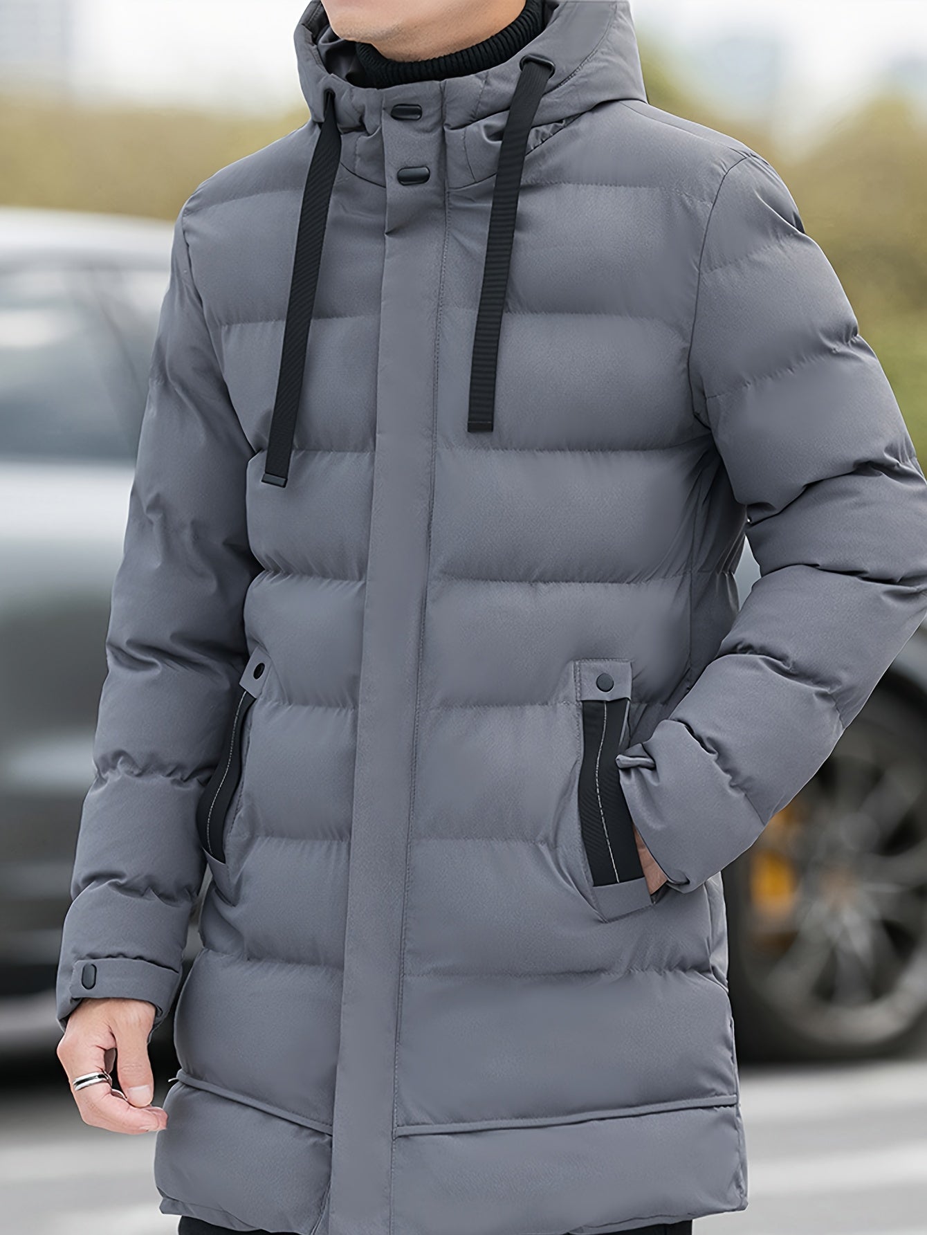 Men’s Winter Jacket | Long Hooded Puffer Coat - Luxyecs