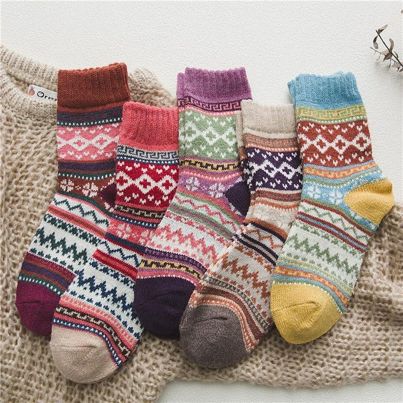 Nordic Winter Socks | Scandinavian Pattern Wool Blend - Luxyecs