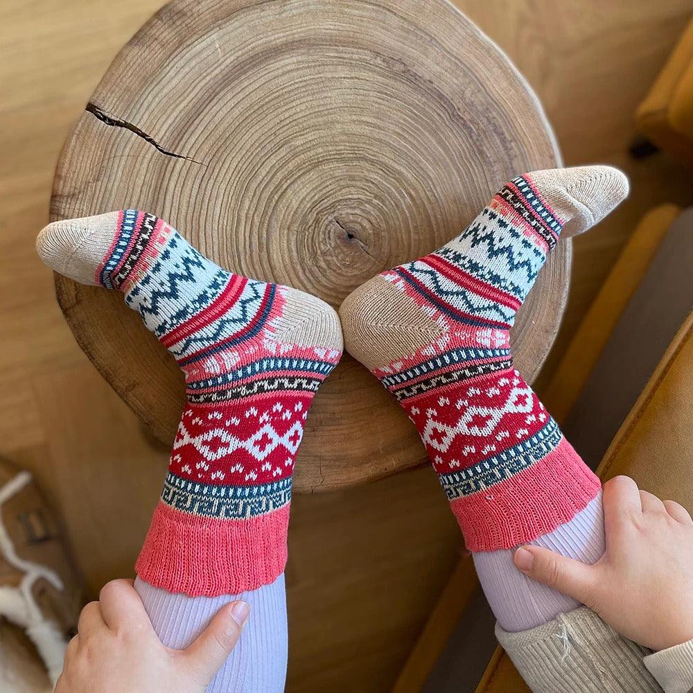 Nordic Winter Socks | Scandinavian Pattern Wool Blend - Luxyecs